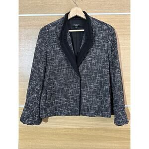 Talbots Lined Tweed Jacket Women’s Sz 14 Black/white - one Button Closure Blazer